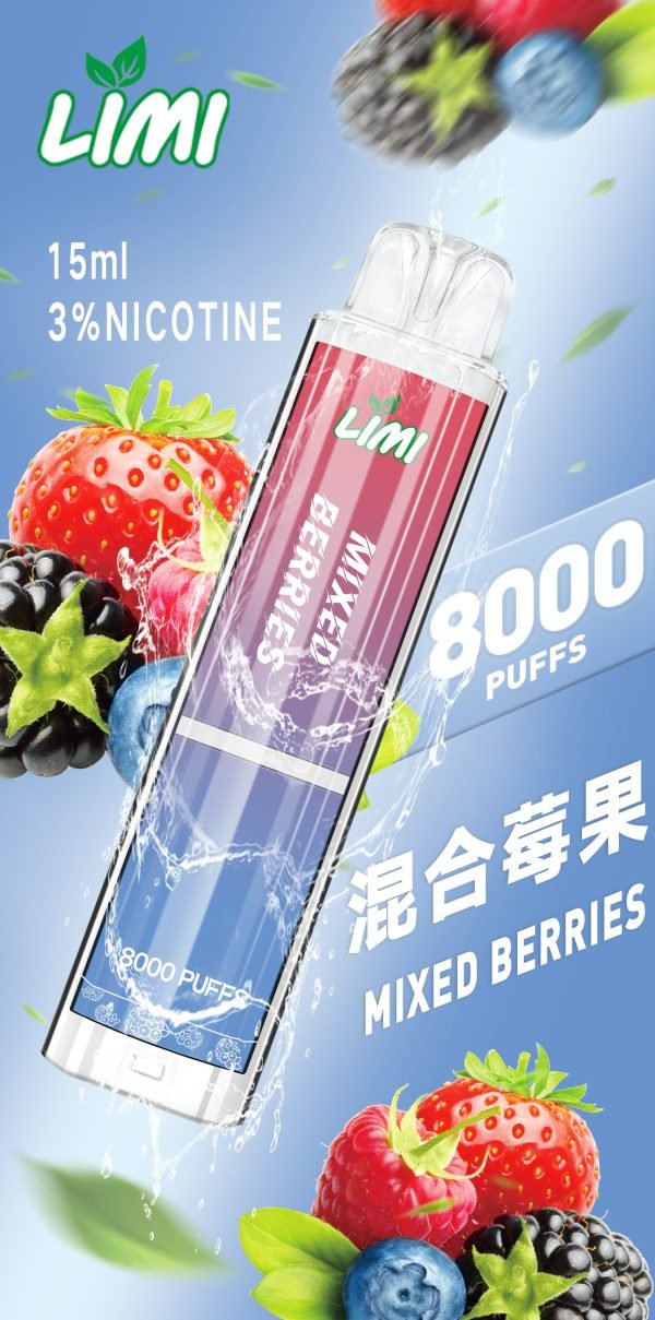 LIMI8000口大容量發光抛棄式電子煙/可充電 台灣現貨